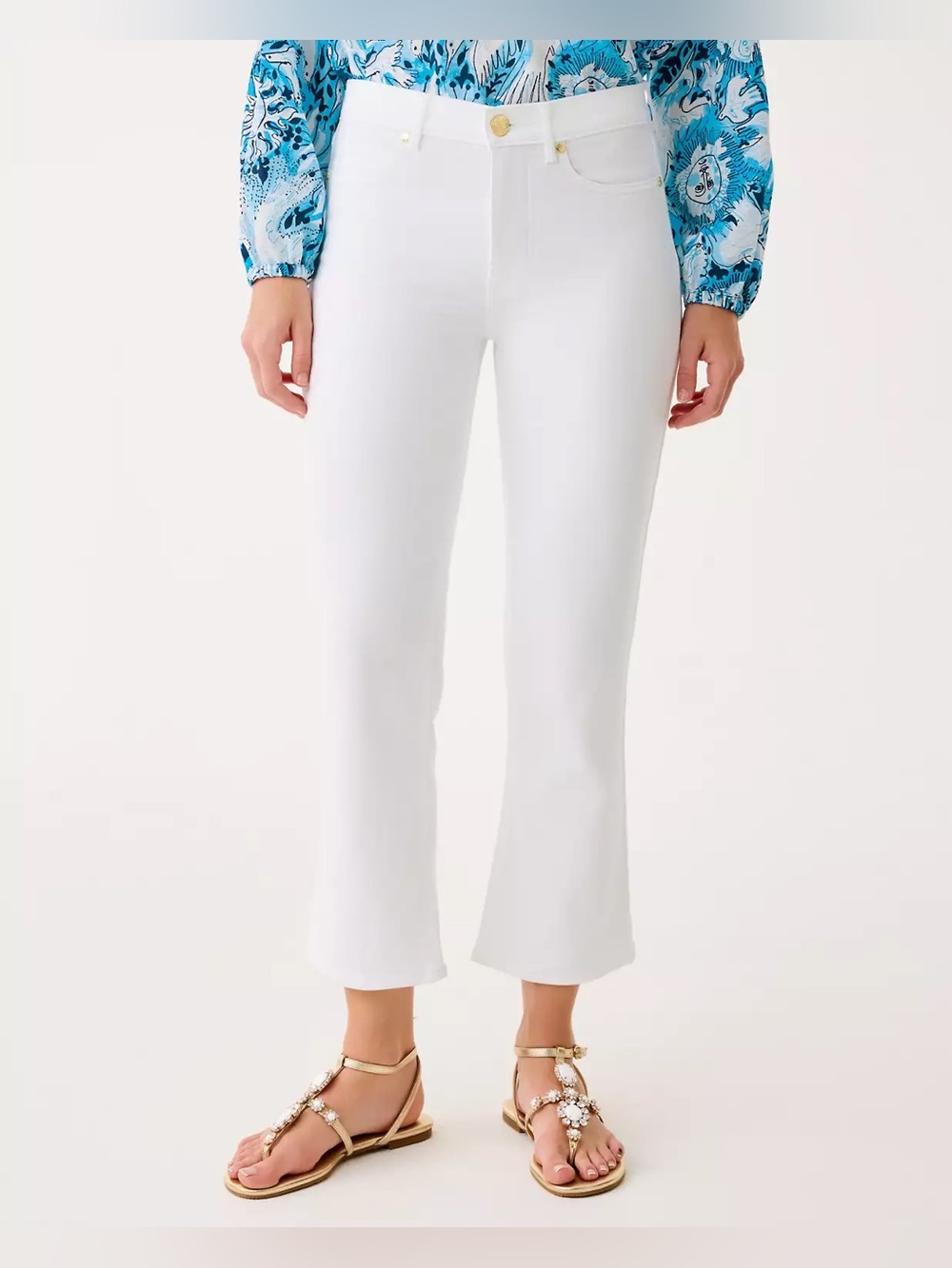 Lilly Pulitzer Women’s Annet High Rise Crop Flare Jean Resort White size 00